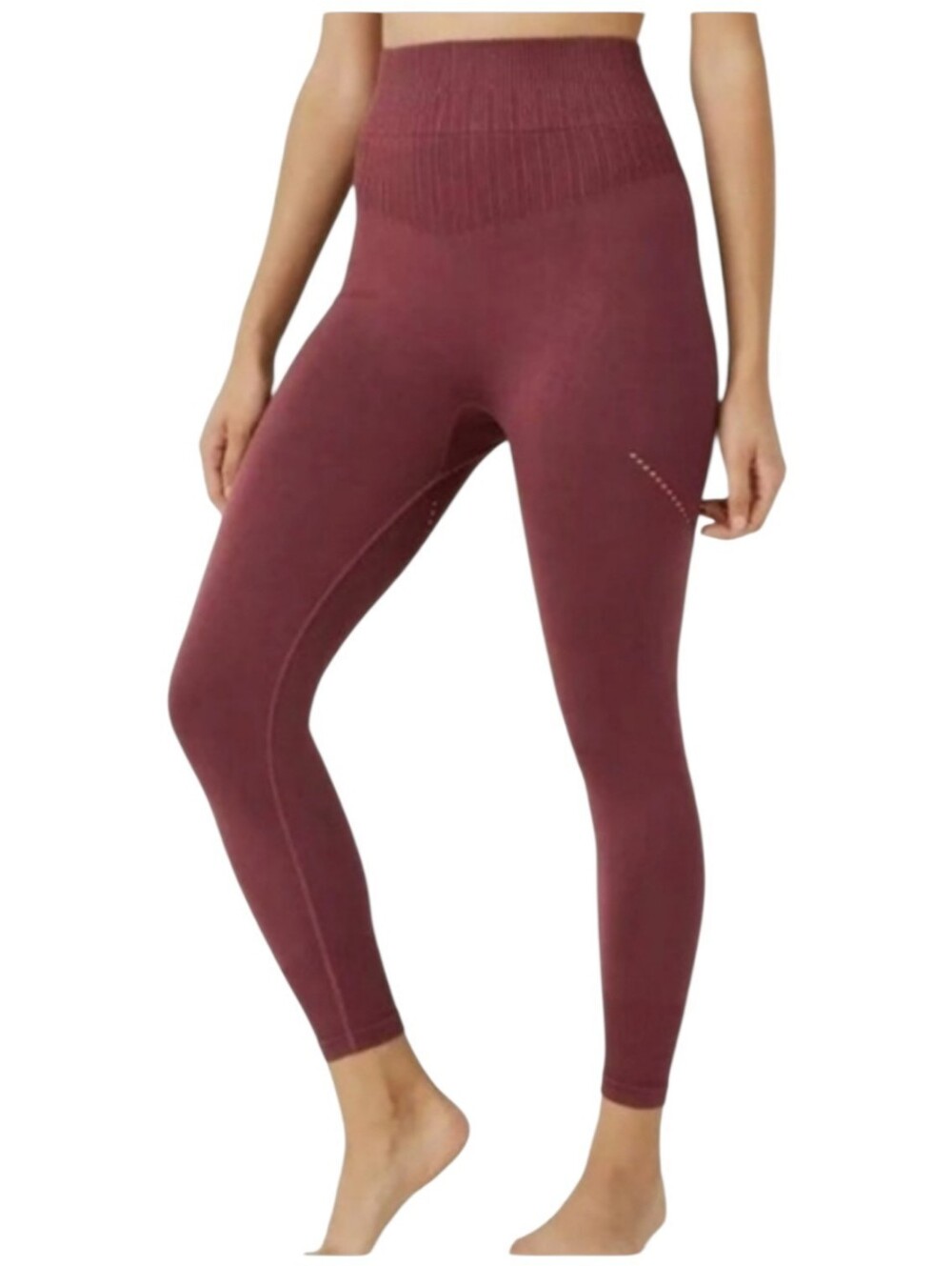 JoyLab Maroon High-Waisted Perforated Medium Yoga Leggings Gym Activewear Casual